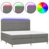 Vidaxl Box spring postelja z vzmetnico LED temno siva 200x200 cm blago