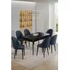 HANAH HOME Rasklopivi trpezarijski sto i stolice (7 delova) Enya Black Marble Anthracite