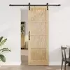 Klizna vrata Prirodna i crna 73,5 x 211 cm Masivna borovina