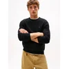 Tommy Hilfiger za moške. MW0MW28046 Črn kašmirski pulover z vratom za posadko (XL), Črna, Priložnostno, Bombaž