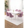 Hanah Home trpezarijski set Pir, sto i 6 stolica, bela ploča, roze tkanina Babyface