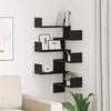 Polica na zidu s policom 2 pcs Crni hrast 40 x 40 x 49,5 cm