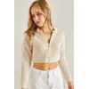 Bianco Lucci Womens Openwork Knitwear Cardigan