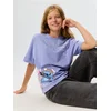 Sinsay - Pamučna oversize majica s printom Stitch - lavanda