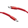 mobilNET pleten kabel 2x Type-C 60W 1m 3A, rdeč