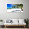 tulup.si Slika na steklu Palm beach landscape 125x50 cm 2 obešalnika