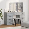 Toaletni stol s zrcalnim svjetlima 3 pcs Siva Konstruirano drvo