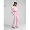 Sinsay - Komplet trenerke: boxy duks i wide leg pantalone sa ukrasnim šavovima - roze