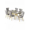 HANAH HOME Rasklopivi trpezarijski sto i stolice (7 delova) Esla Anthracite Gold Grey