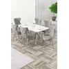 HANAH HOME Rasklopivi trpezarijski sto i stolice (7 delova) Esla White Marble Chrome Grey