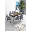 Hanah Home Set Trpezarijski sto i 6 stolica Han, Sivo-braon