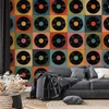 Tapeta retro vinilne plošče na barvnem ozadju - 196x270