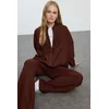 Trendyol Brown Oversize Textured Tracksuit Set
