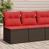 2-dijelni set vrtnih sofa poliratan i bagrem s jastucima smeđi