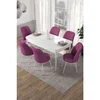 Hanah Home trpezarijski set Via, sto na razvlačenje i 6 stolica, bela ploča, ljubičasta tkanina Jerry