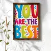 WallXpert uramljena MDF slika NAL072-46, natpis You Are The Best u šarenim slovima sa srcima, 35,5 x 47 cm