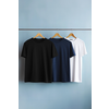 Trendyol Navy Blue-Black-White Basic Slim 100% Cotton 3-Pack T-Shirt
