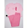Trendyol Curve Pink Striped Crew Neck Knitted Pajama Set