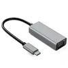 IBox aluminijast adapter RJ45 na USB Type-C, 10/100/1000 Mb/s, srebrna/črna