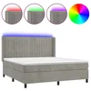 Vidaxl Box spring postelja z vzmetnico LED svetlo siva 160x200cm žamet