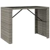 Vidaxl Barska miza s stekleno ploščo siva 145x80x110 cm poli ratan
