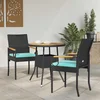 vidaXL Vrtni stoli 2 pcs Črna in turkizna Poli ratan in akacija