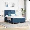 LED Box Spring Krevet s madracem Plava 140 x 200 cm tkanina