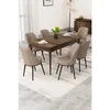Hanah Home trpezarijski set Rax, sto na razvlačenje i 6 stolica, ploča u dekoru drveta Baroque, kapućino tkanina Babyface
