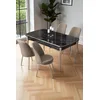 HANAH HOME Rasklopivi trpezarijski sto i stolice (5 delova) Nira Black Marble Chrome Cappuccino