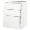 METOD / MAXIMERA Pod.orm.3front/2dnj/1srd/1vis.fiok, bela/Voxtorp matirano bela, 60x60 cm