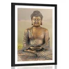 Plakat s paspartujem kip Bude v meditativnem položaju - 20x30 silver