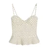 Bershka Top ecru / temno rjava