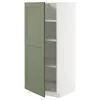METOD Visoki element s policama, bela/Axstad sivozelena, 60x60x140 cm