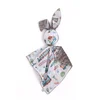 shumee Plišasta igrača Doudou Bunny, dvostranska bombažna in minky - turkizna vlečnica - siva