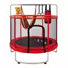 Luniks Otroški trampolin z mrežo in košem za košarko 150 cm – rdeč