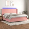 shumee Box spring postelja z vzmetnico LED roza 200x200 cm žamet