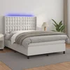 Krevet box spring s madracem LED bijeli 140x190 cm umjetna koža