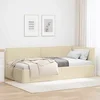 vidaXL Kotna postelja z vzglavjem krema 90 x 190 cm blago