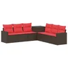 Set sofe 7 pcs Smeđa i crvena Poli Rattan i čelik