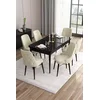 Hanah Home Set Trpezarijski sto i 6 stolica Are, Krem-crni