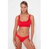 Trendyol Red Bralette Textured Bikini Top