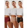 Trendyol Black-Multicolored 3-Pack Jersey Lace Detail Plain Hipster Panties