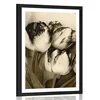 Plakat s paspartujem spomladanski tulipani v sepia varianti - 60x90 no frame