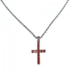 Ogrlica s cirkonskim križem - srebrna/oranžna KP22769