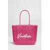 Marisse Pink Woven Bag With Inscription