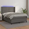 Krevet box spring s madracem LED sivi 140x190cm od umjetne kože