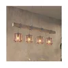 Brilagi - Luster na sajli WOOD GLASS 4xE27/60W/230V borovina/siva/zadimljeno bež