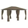 Vidaxl Vrtni šotor z zavesami 4x3 m taupe 180 g/m2
