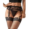 SuperLove Lace Suspender Belt with G-String 5222 Black XL/XXL