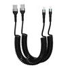 Spiralni Lightning kabel za iPhone (2 kosa) MFi CarPlay USB – LED, raztegljiv